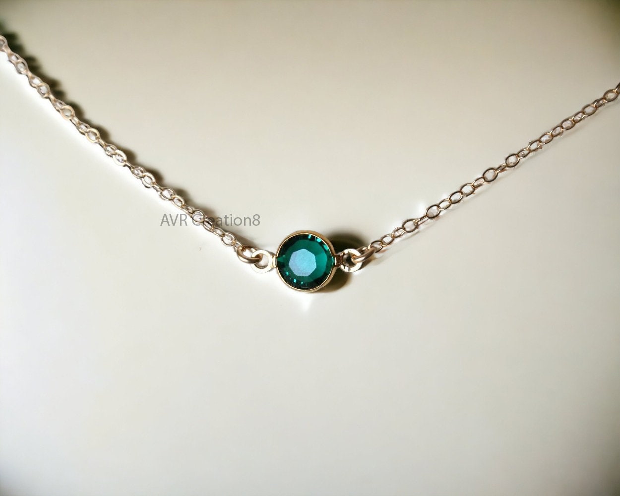 Emerald Necklace | Dainty Green Gemstone Necklace | Minimalist Bezel Set Emerald | Everyday Silver Necklace | Solitaire Necklace | Gift