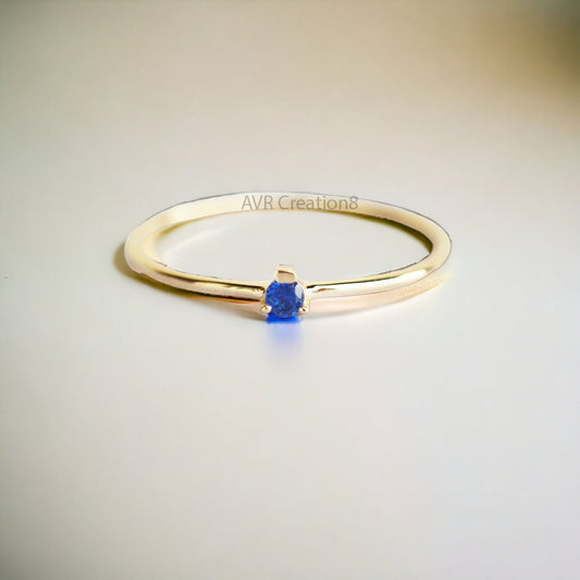 Sapphire Ring, Dainty Band Ring, Solitaire Sapphire Ring, Minimalist Silver Ring, Blue Stone Ring, Promise Ring, Wedding Gift, Delicate Ring