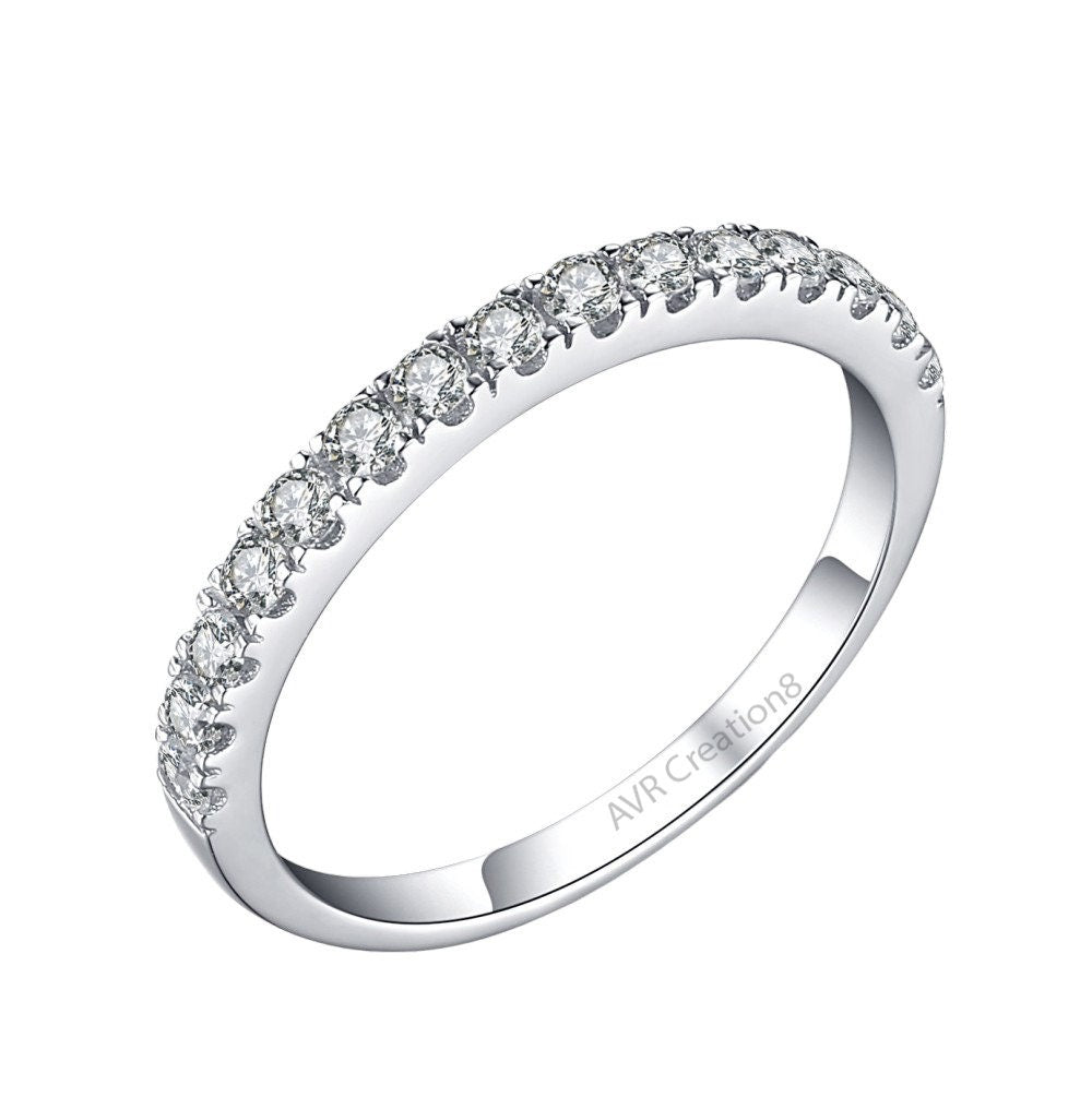 Half Eternity Ring Band, Dainty Wedding Band, Minimalist Ring Band, Silver Band Ring, Eternity Ring, Wedding Band Ring, Gifts For Her