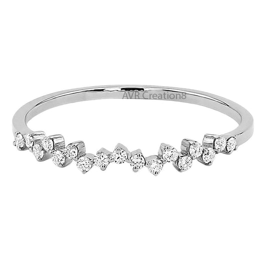 Moissanite Diamond Ring, Unique Diamond Wedding Band, Simple Delicate Diamond Ring, 925 Sterling Silver Ring,  Band Ring, Gifts for Women