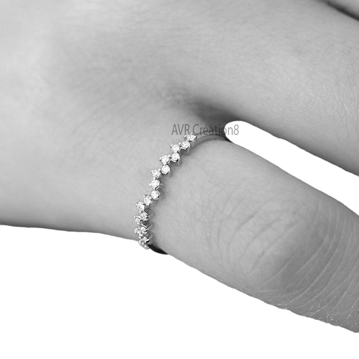 Moissanite Diamond Ring, Unique Diamond Wedding Band, Simple Delicate Diamond Ring, 925 Sterling Silver Ring,  Band Ring, Gifts for Women