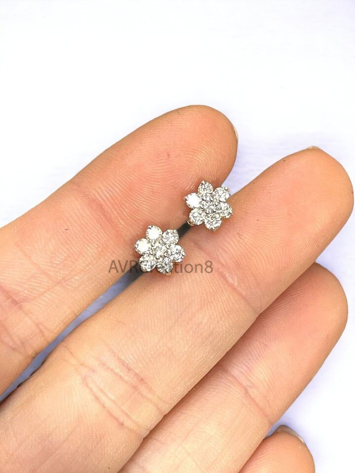Cluster Diamond Stud Earrings, Flower Stud Earrings For Women, Minimalist Earrings, Small Stud Earrings, Floral Diamond Stud Earrings, Gifts