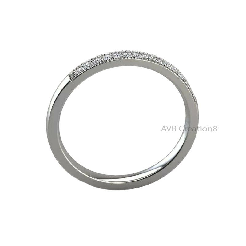 Moissanite Miligrain Half Eternity Diamond Band, Round Diamond Wedding Band, Diamond Ring for Women, 925 Sterling Silver Band Ring for Mom
