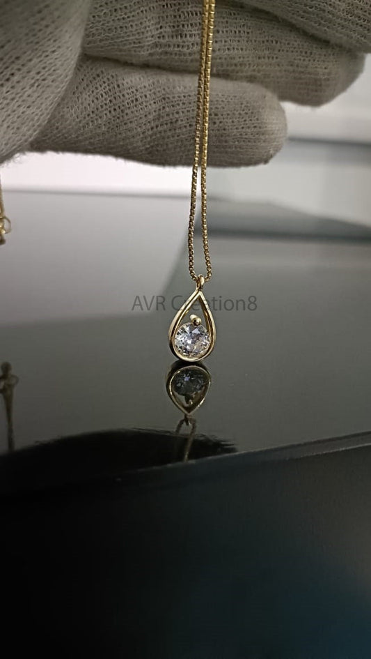 Teardrop Shape Round Cut Diamond Solitaire Pendant Necklace, Daily Use Pendant Necklace, 925 Sterling Silver, Birthday Gifts for Her