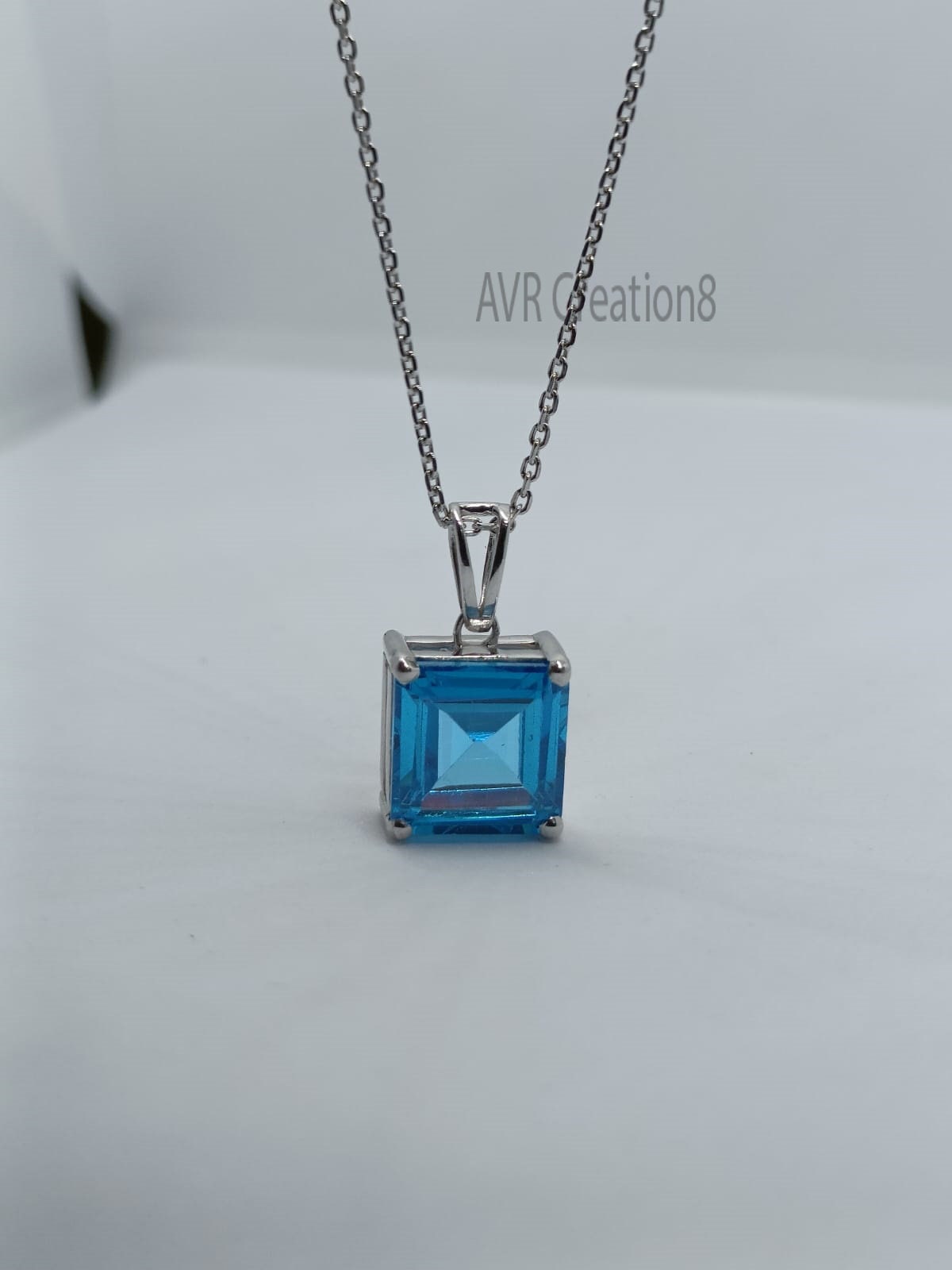 Blue Topaz Solitaire Necklace, Sterling Silver Emerald Cut Pendant, Dainty Blue Gemstone Jewelry, December Birthstone Gift, Minimalist Neck