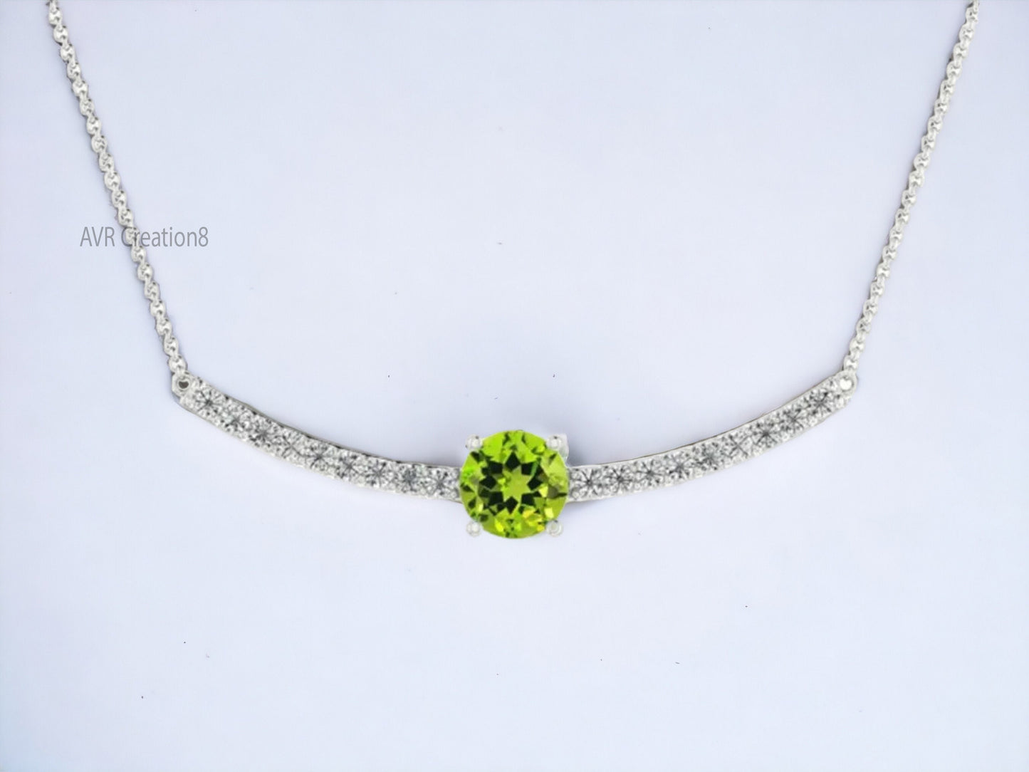 Green Emerald & Diamond Bar Women's Necklace Pendant, Dainty Gemstone Pendant, 925 Sterling Silver, Gifts For Girlfriend, Mothers Day Gift