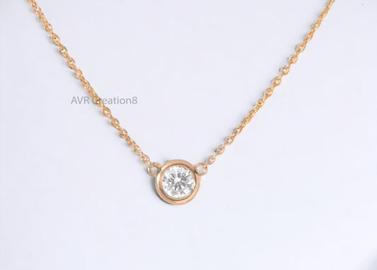 Bezel Set Dainty Diamond Women's Necklace Pendant, Handmade Pendant Necklace, Daily Use Pendant, 925 Sterling Silver, Gifts For Girlfriend