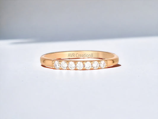 Women's Engagement Ring, Seven Stone Stackable Diamond Ring, Wedding Ring, Minimalist Moissanite Ring, 14K Rose Gold Plated, Women's Gifts