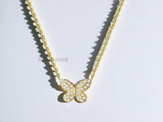 Cluster Diamond Butterfly Shape Pendant Necklace For Women, Dainty Diamond Pendant, Unique Pendant, 925 Sterling Silver, Valentine's Gifts