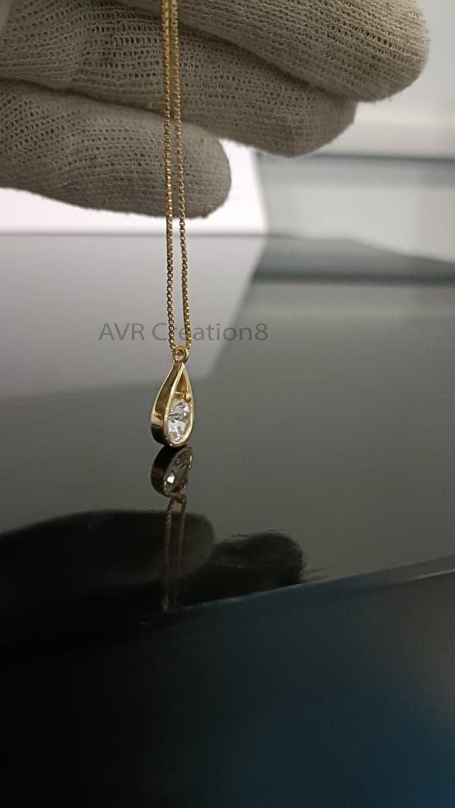 Teardrop Shape Round Cut Diamond Solitaire Pendant Necklace, Daily Use Pendant Necklace, 925 Sterling Silver, Birthday Gifts for Her