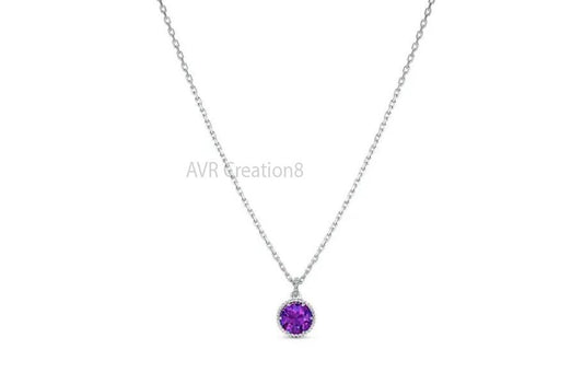 Dainty Amethyst Pendant Necklace | Sterling Silver Purple Gemstone Necklace | February Birthstone Gift | Minimalist Everyday Jewelry For Her