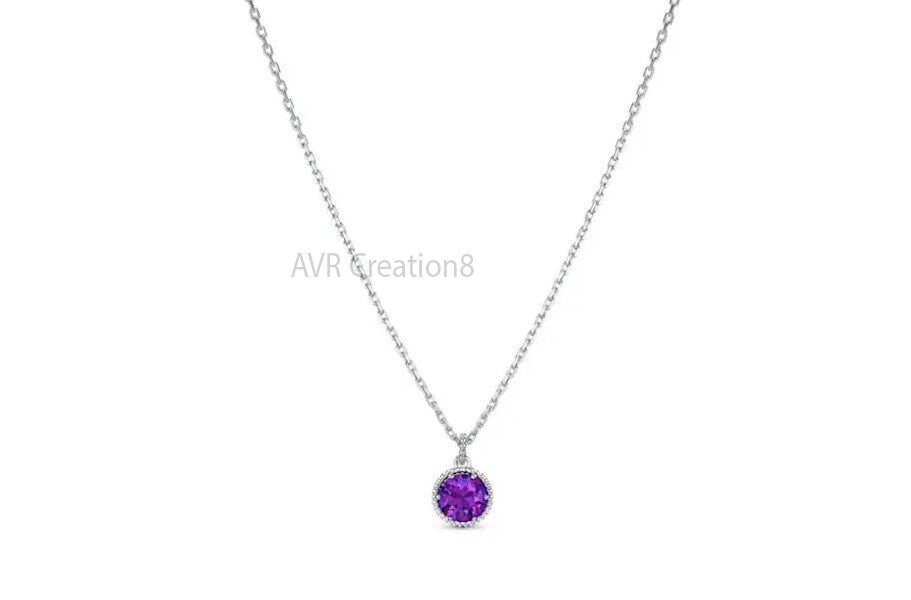Dainty Amethyst Pendant Necklace | Sterling Silver Purple Gemstone Necklace | February Birthstone Gift | Minimalist Everyday Jewelry For Her