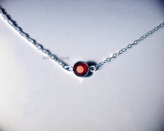 Bezel Set Dainty Red Ruby Gemstone Pendant For Women, 925 Sterling Silver, Daily Use Pendant, Single Stone Pendant, Valentine's Day For Her