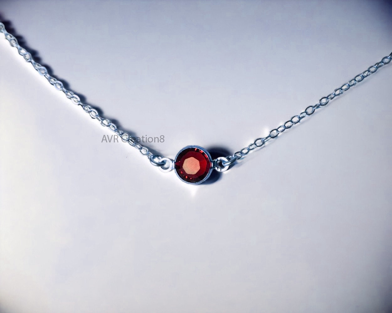 Bezel Set Dainty Red Ruby Gemstone Pendant For Women, 925 Sterling Silver, Daily Use Pendant, Single Stone Pendant, Valentine's Day For Her
