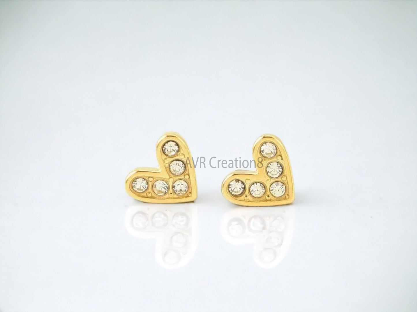 Heart Shape Mini Diamond Stud Earrings For Her, Dainty Diamond Earrings, Solitaire Heart Earrings, 14K Yellow Gold Plated, Mothers Day Gifts