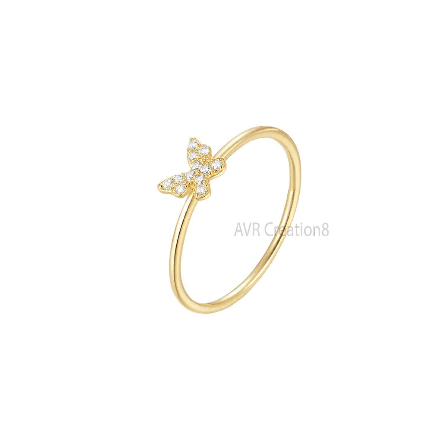 Butterfly Diamond Engagement Ring For Women, Cluster Diamond Ring, Stackable Ring, Handmade Ring, 925 Sterling Silver, Mothers Day Gifts