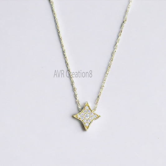 Sparkling Star Moissanite Necklace | Pave Moissanite Star Pendant | 925 Sterling Silver | 14k Gold Plated | Celestial Jewelry | Gift for Her