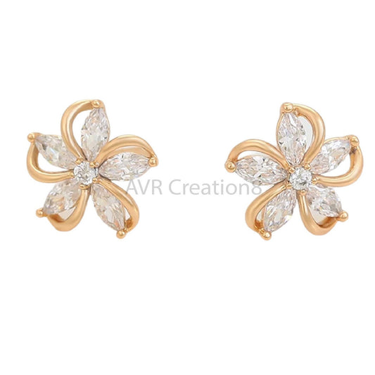 Flower Shape Five Stone Push Back Style Earrings, Marquise Cut Moissanite Stud Earrings, Earrings For Women, Anniversary Gifts Earrings