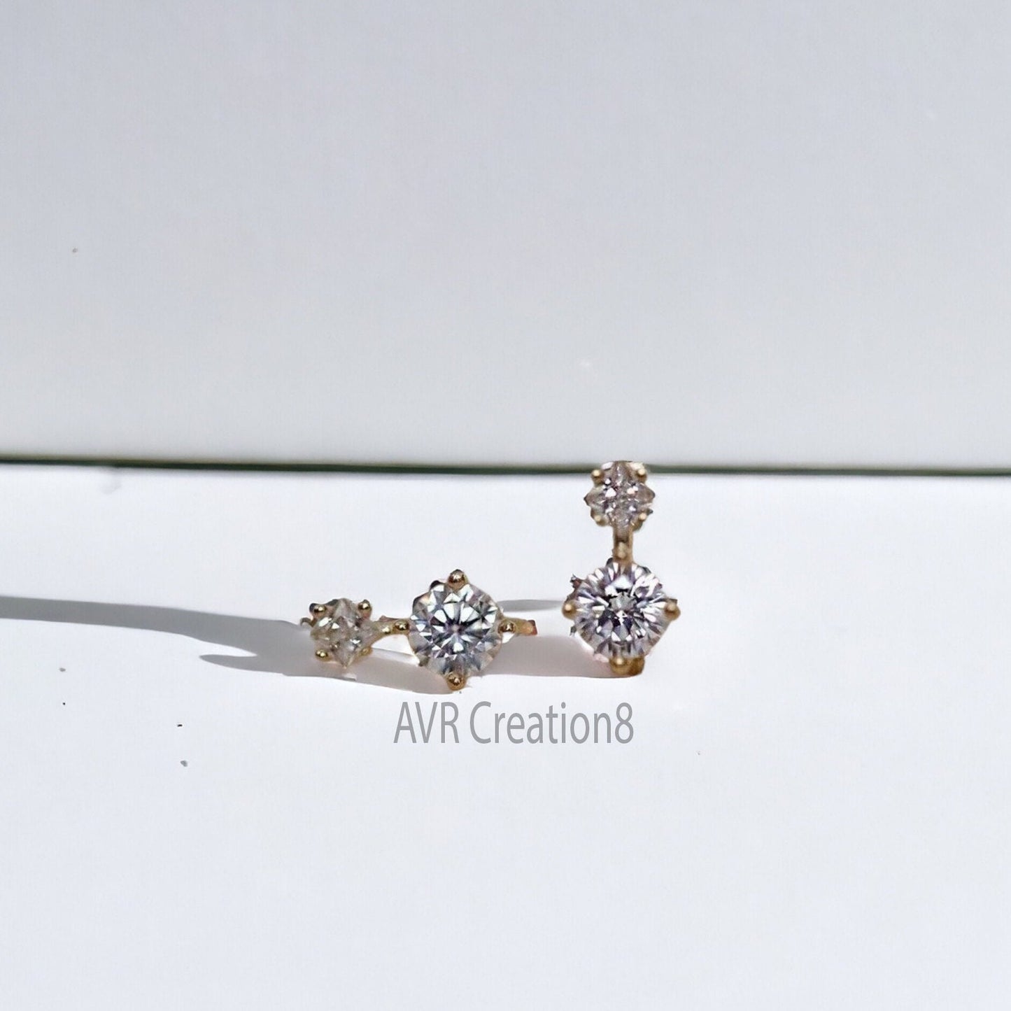 Round Cut Diamond Hoop Earrings For Her, Minimalist Diamond Earring, Daily Use Earrings, 14K Yellow Gold Plated, Mothers Day Gifts Earrings