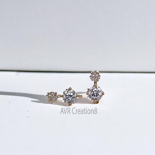 Round Cut Diamond Hoop Earrings For Her, Minimalist Diamond Earring, Daily Use Earrings, 14K Yellow Gold Plated, Mothers Day Gifts Earrings