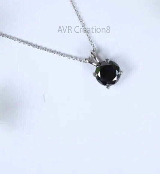 Black Diamond Solitaire Necklace, Sterling Silver Black Diamond Pendant, Dainty Black Diamond Jewelry, Gift for Her, Minimalist Necklace