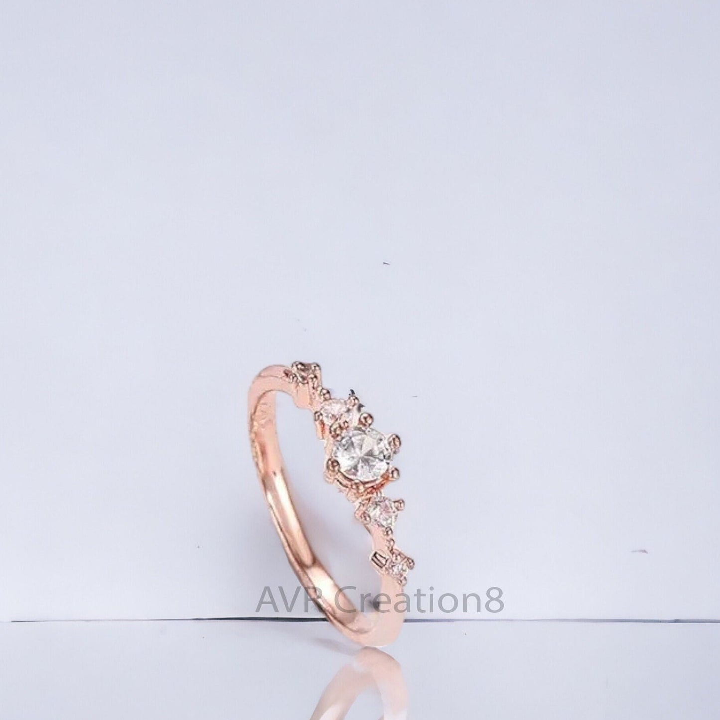 Round Cut Diamond Stackable Engagement Ring For Her, Dainty Diamond Ring, Minimalist Diamond Ring, 925 Sterling Silver Ring, Gifts For Her