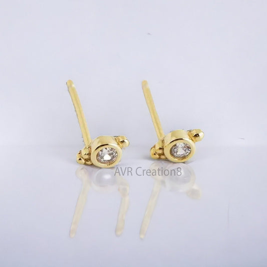 Tiny Diamond Bezel Set Dainty Stud Earrings For Her, Pushback Stud Earrings, Daily Use Diamond Earrings, 925 Sterling Silver, Gifts For Her