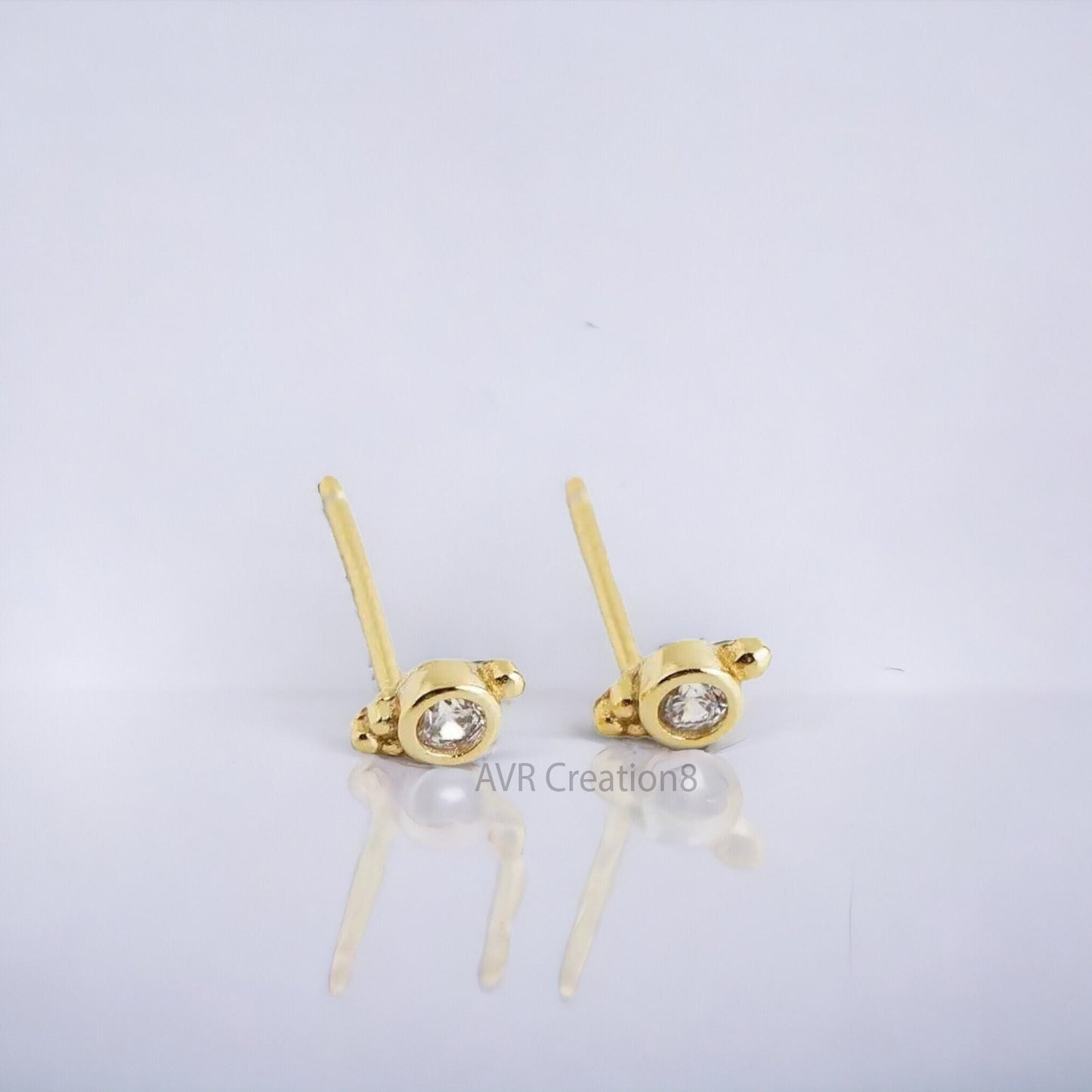 Tiny Diamond Bezel Set Dainty Stud Earrings For Her, Pushback Stud Earrings, Daily Use Diamond Earrings, 925 Sterling Silver, Gifts For Her