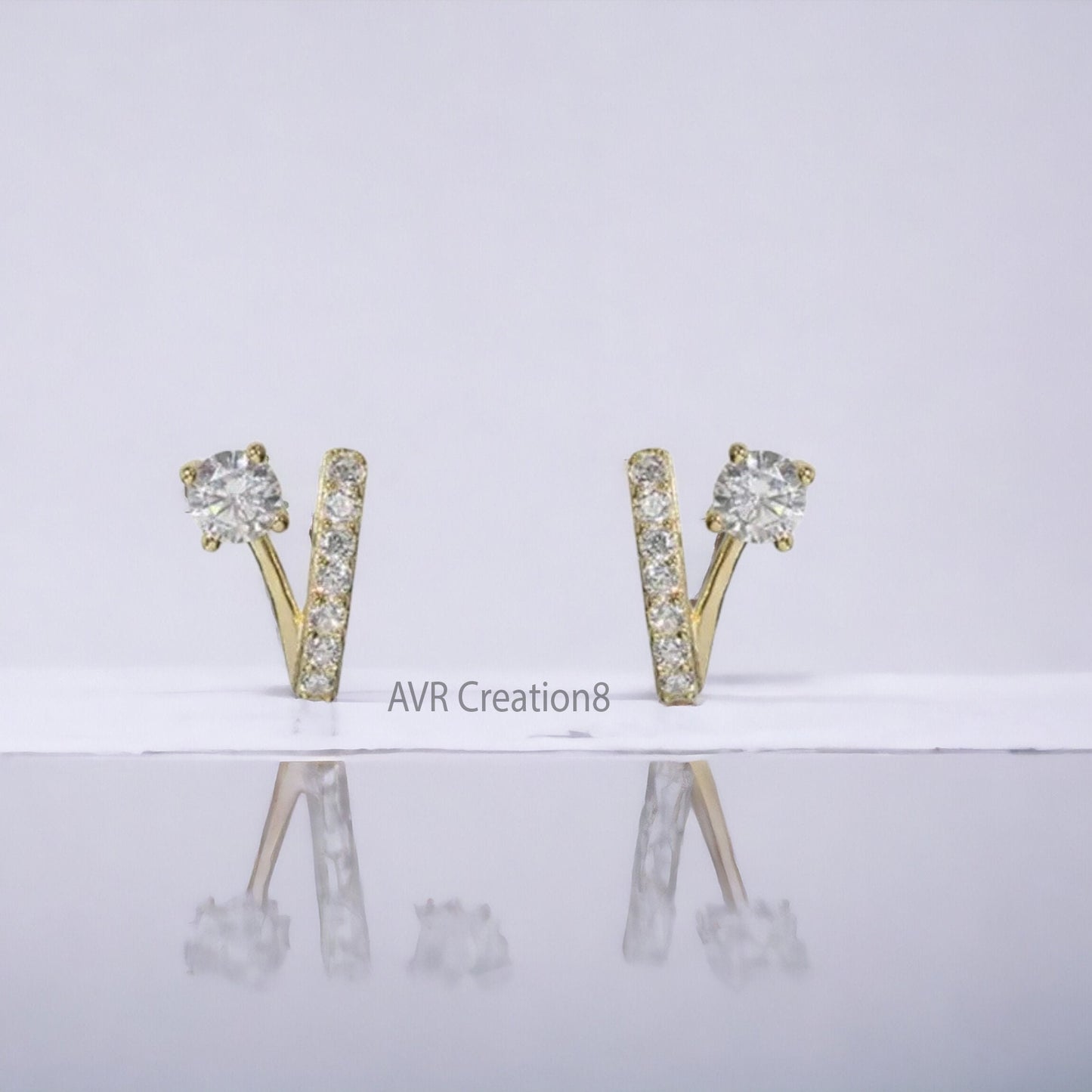 V Shape Chevron Dainty Diamond Stud Earrings For Her, Tiny Stud Earrings, Daily Use Diamond Earrings, 925 Sterling Silver, Gifts For Her