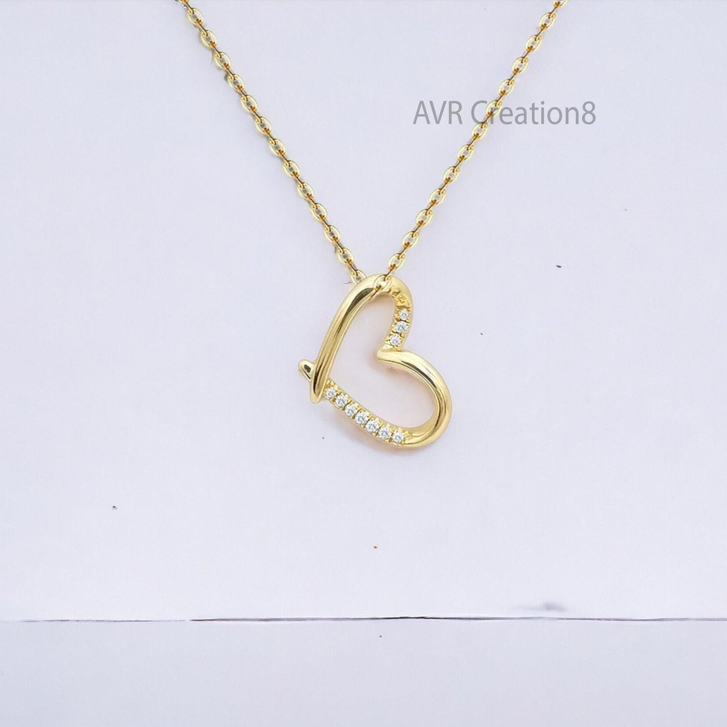 Open Heart Women's Necklace Pendant, Dainty Diamond Pendant Necklace, Personalized Gifts Pendant, 925 Sterling Silver, Gifts For Girlfriend