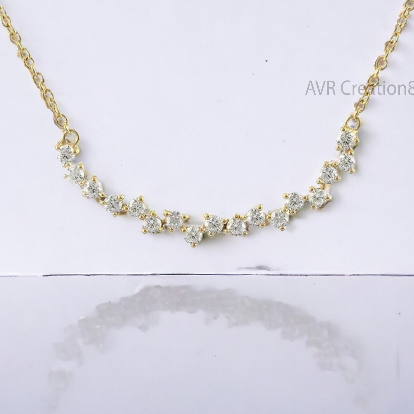 Cluster Diamond Necklace, Diamond Pendant, 14K Yellow Gold Plated, Personalized Gifts Pendant, Women's Anniversary  Pendant, Bridesmaid Gift