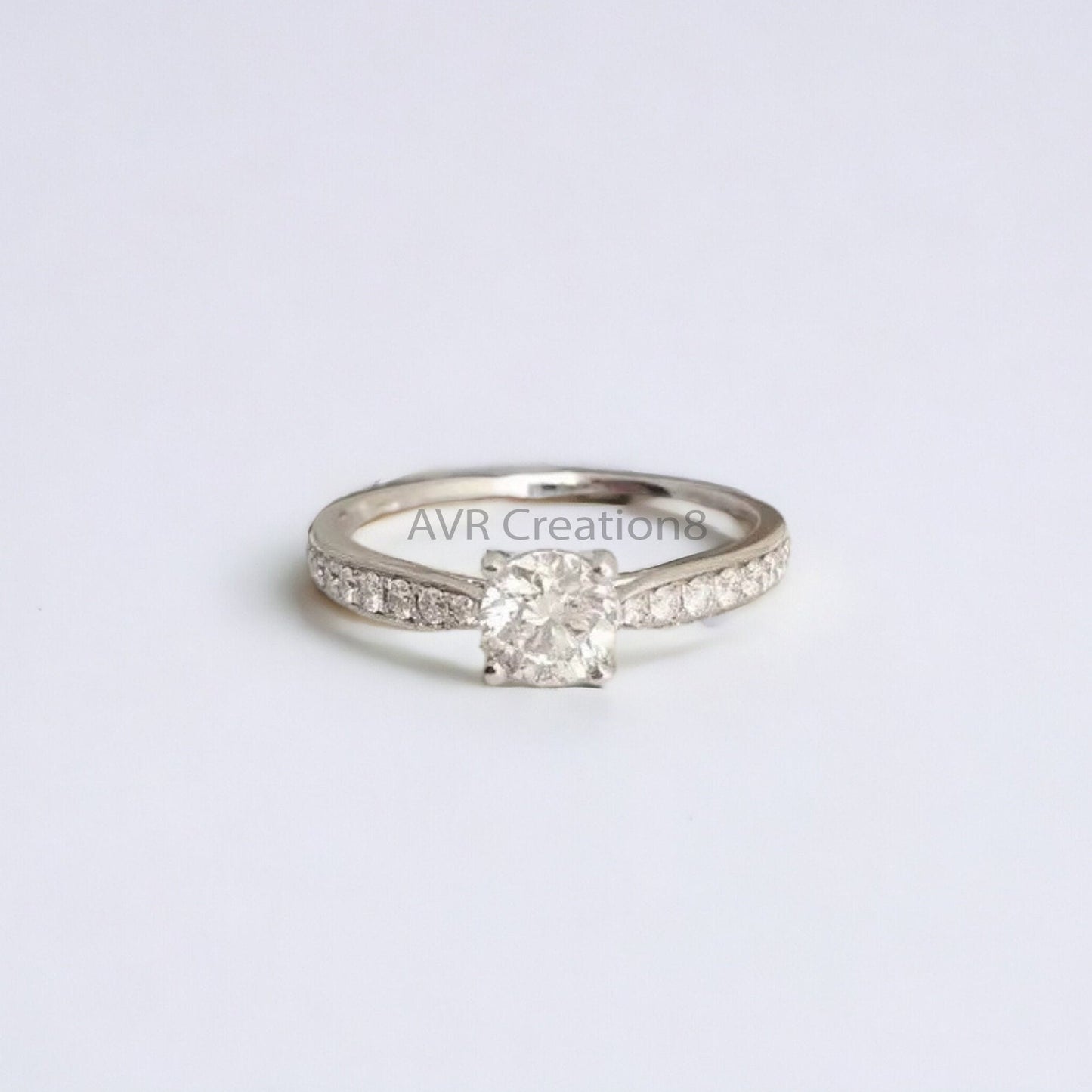 Round Cut Diamond Engagement Ring, Solitaire Diamond Ring, Handmade Women's Ring, 925 Sterling Silver, Anniversary Gifts, Women's Ring