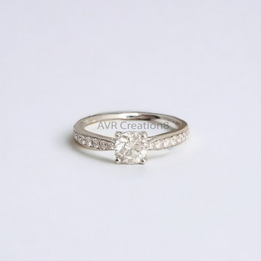 Round Cut Diamond Engagement Ring, Solitaire Diamond Ring, Handmade Women's Ring, 925 Sterling Silver, Anniversary Gifts, Women's Ring