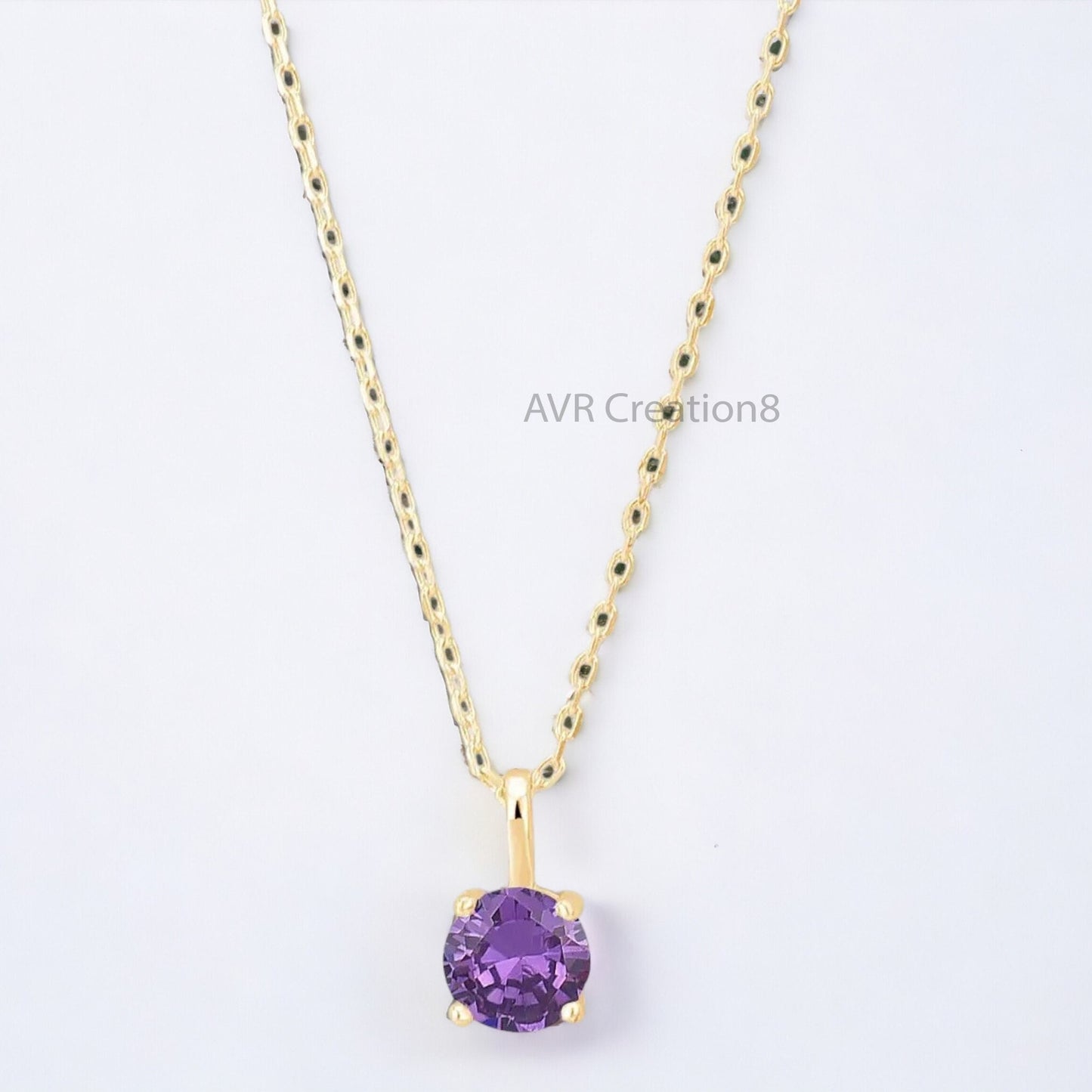 Purple Amethyst Solitaire Women's Necklace Pendant, Dainty Gemstone Pendant, Purple Birthstone Pendant, 925 Sterling Silver, Gifts For Her