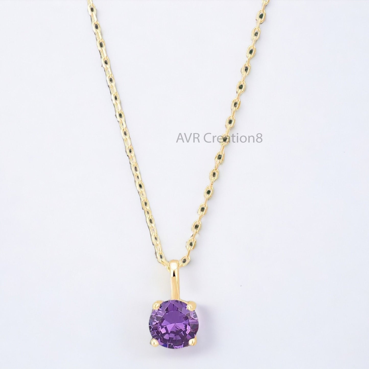 Purple Amethyst Solitaire Women's Necklace Pendant, Dainty Gemstone Pendant, Purple Birthstone Pendant, 925 Sterling Silver, Gifts For Her