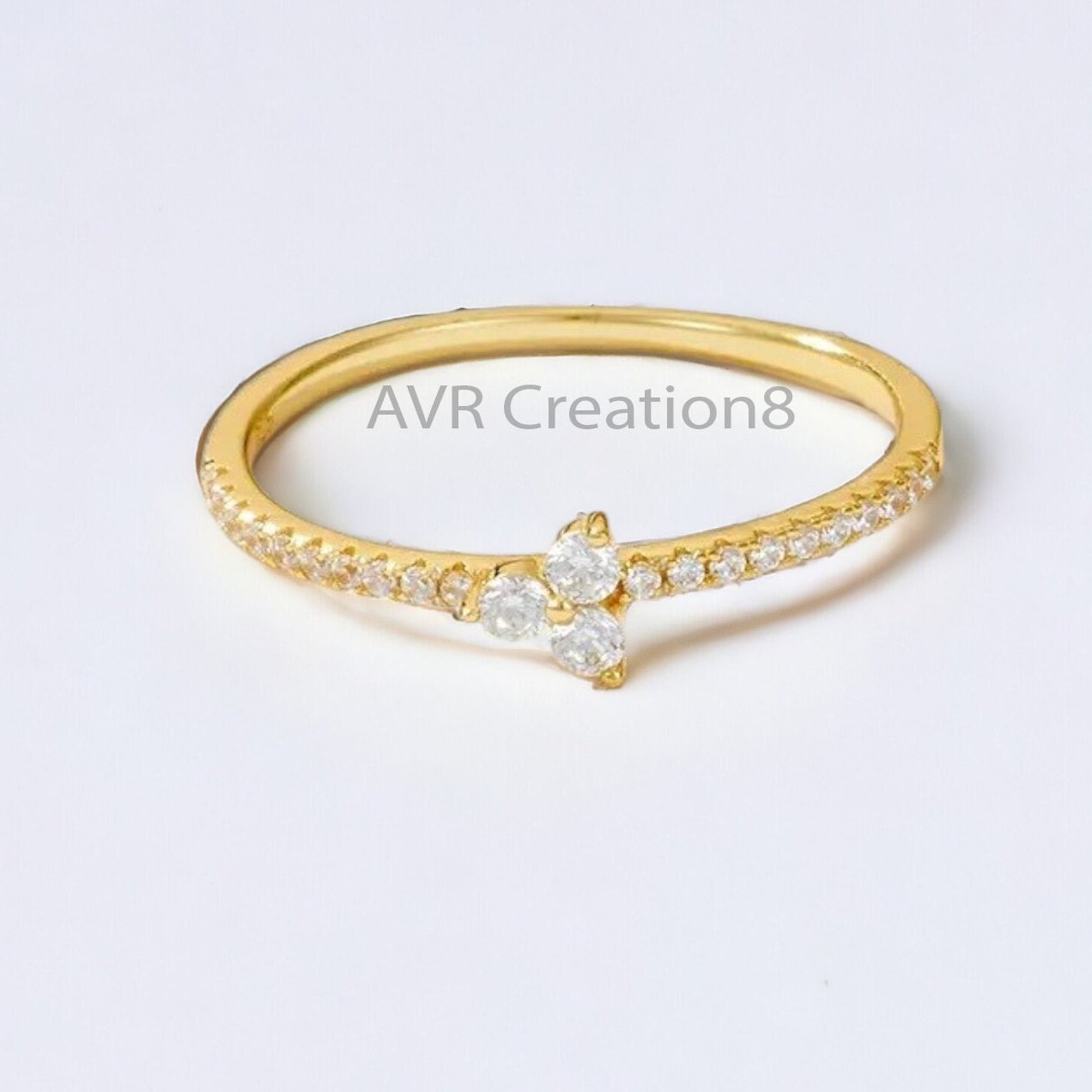 Pave Set Diamond Stackable Wedding Ring for Women, Minimalist Diamond Ring, Women's Diamond Ring, 925 Sterling Silver, Gifts for Women