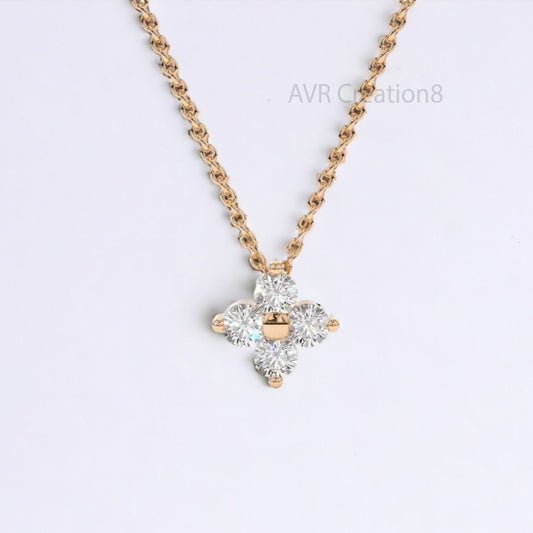 Flower Shape Four Stone Women's Necklace Pendant, Daily Use Handmade Pendant, 925 Sterling Silver, Anniversary Gifts, Gifts For Her