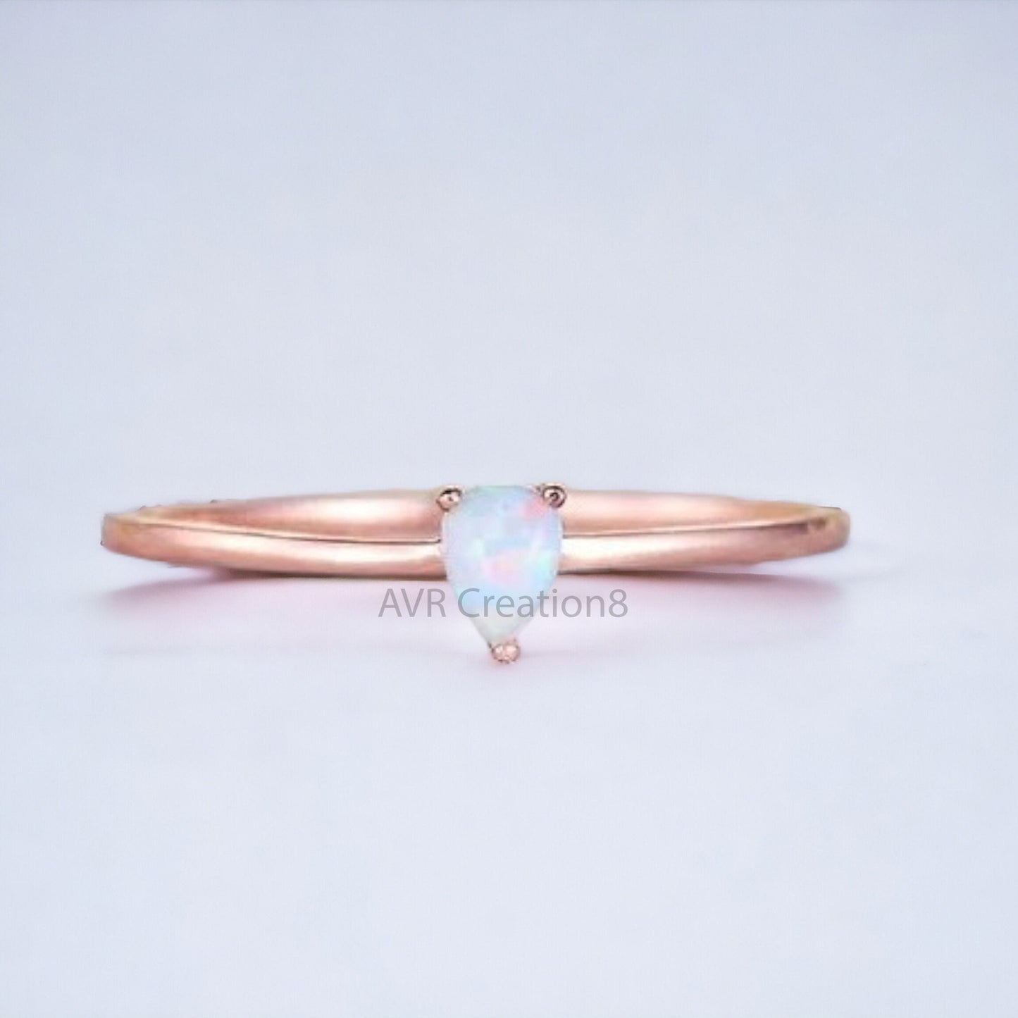 Opal Pear Ring, Teardrop Opal Ring, Pear Cut Opal Wedding Ring, Pear Shaped Gemstone Ring, 14k Rose Gold Dainty Opal Ring Size 7,  Opal Ring