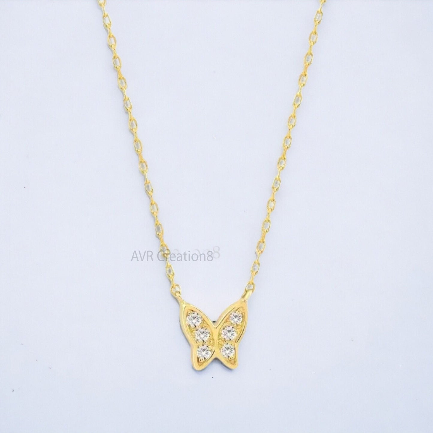 Butterfly Shape Cluster Diamond Minimalist Necklace Pendant For Women, Diamond Pendant Necklace, 925 Sterling Silver, Mothers Day Gifts