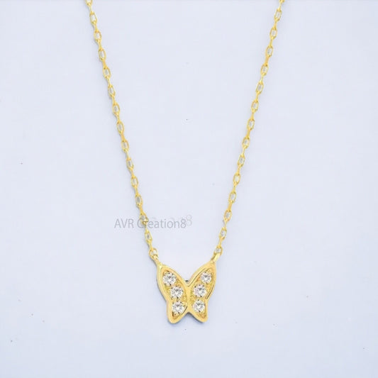 Butterfly Shape Cluster Diamond Minimalist Necklace Pendant For Women, Diamond Pendant Necklace, 925 Sterling Silver, Mothers Day Gifts