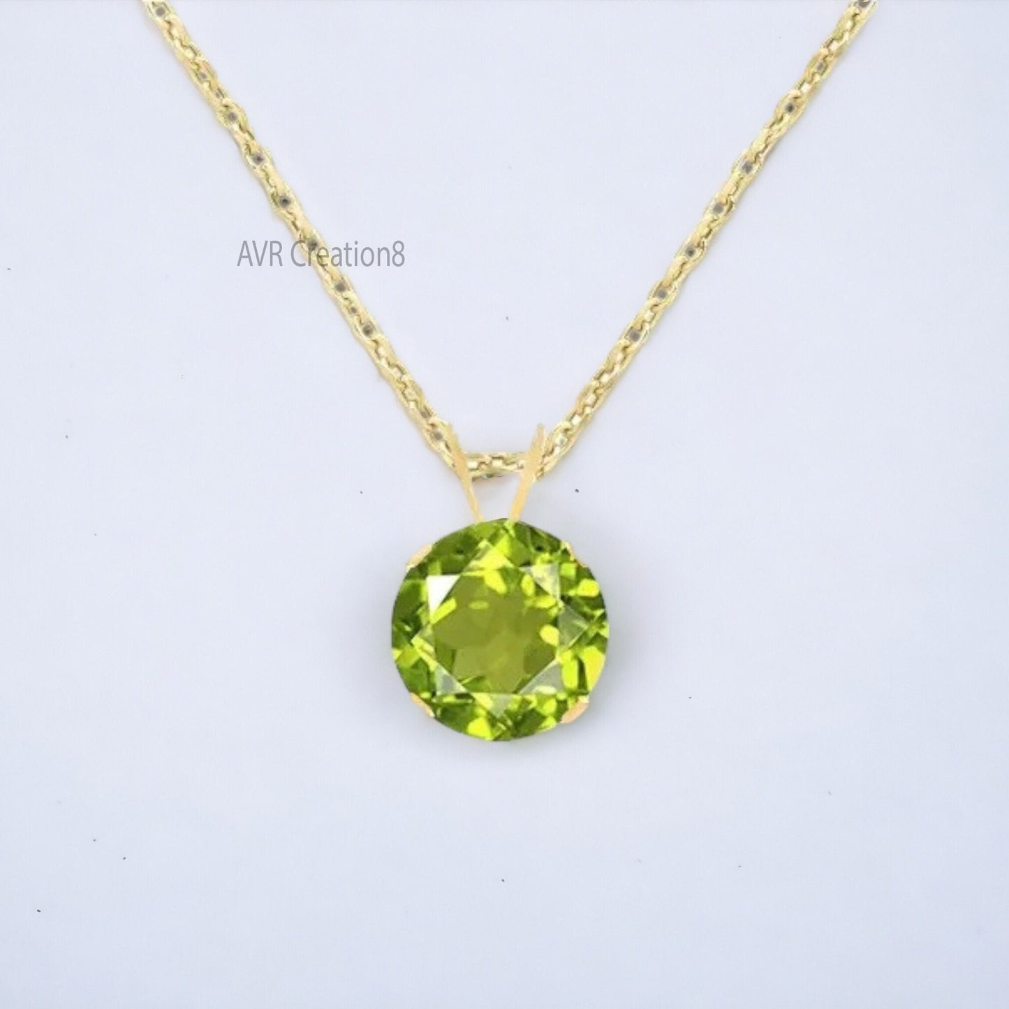 Peridot Gemstone Pendant Necklace For Women, August Birthstone Necklace, Single Stone Pendant, 925 Sterling Silver, Pendant For Women