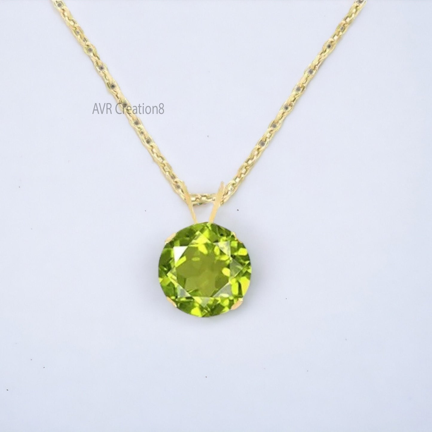 Peridot Gemstone Pendant Necklace For Women, August Birthstone Necklace, Single Stone Pendant, 925 Sterling Silver, Pendant For Women