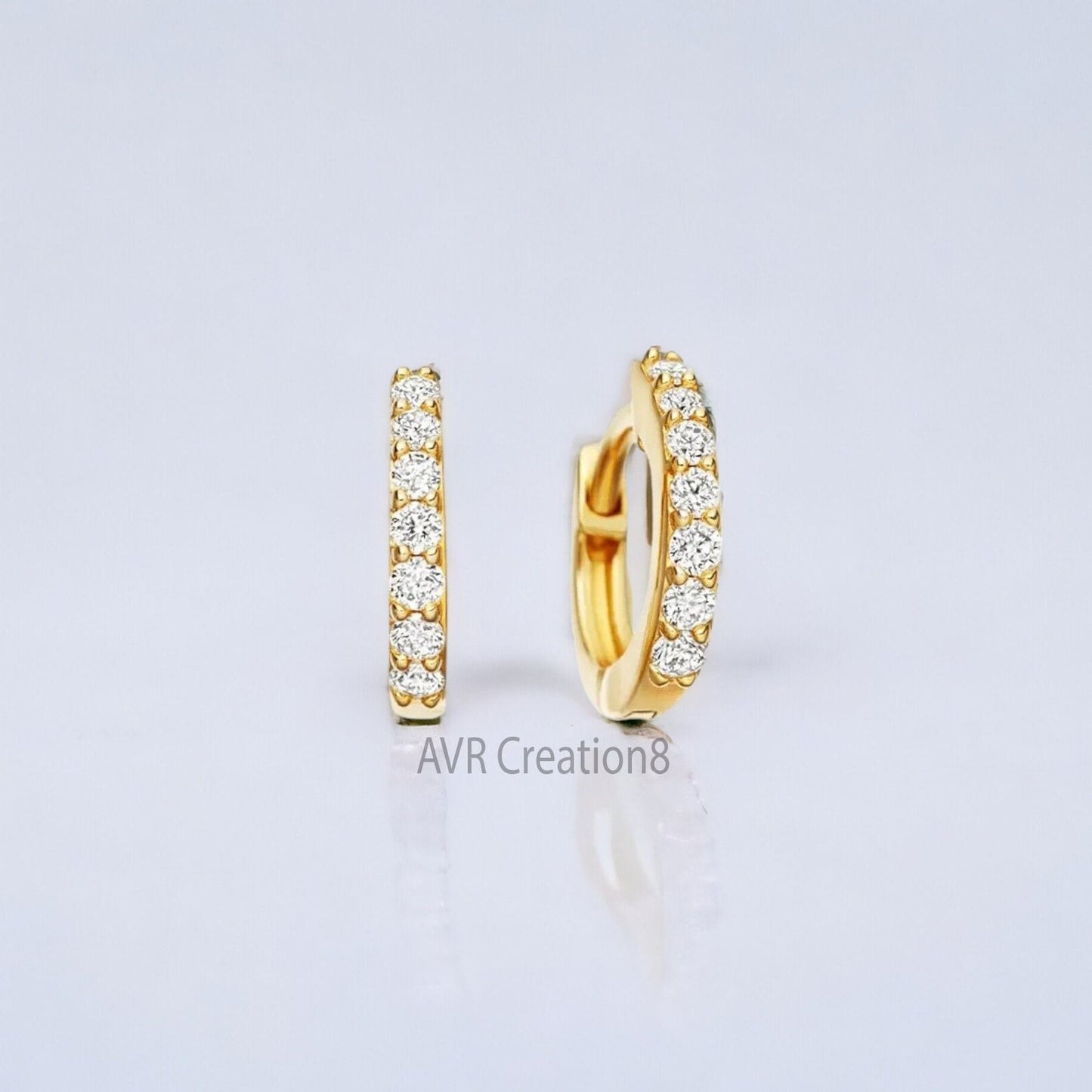 Minimalist Diamond Women's Huggie Hoop Earrings, Daily Use Earrings, Dainty Diamond Earrings, 925 Sterling Silver, Handmade Gifts For Women
