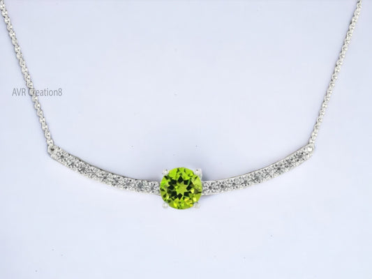 Green Emerald & Diamond Bar Women's Necklace Pendant, Dainty Gemstone Pendant, 925 Sterling Silver, Gifts For Girlfriend, Mothers Day Gift