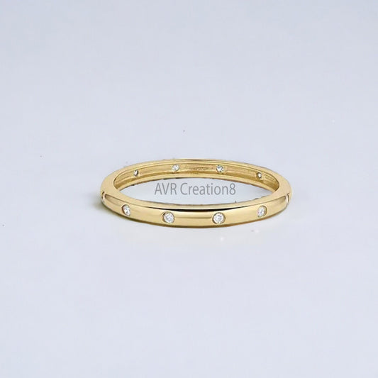 Moissanite Eternity Ring | 14K Gold Plated 925 Sterling Silver Stacking Band | Bezel Set Minimalist Ring | Anniversary & Promise Gift