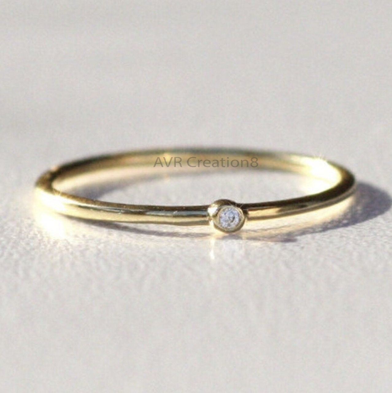 Bezel Set Dainty Diamond Promise Ring Gifts For Her, 925 Sterling Silver, Minimalist Diamond Ring, Stackable Ring,  Anniversary Gifts