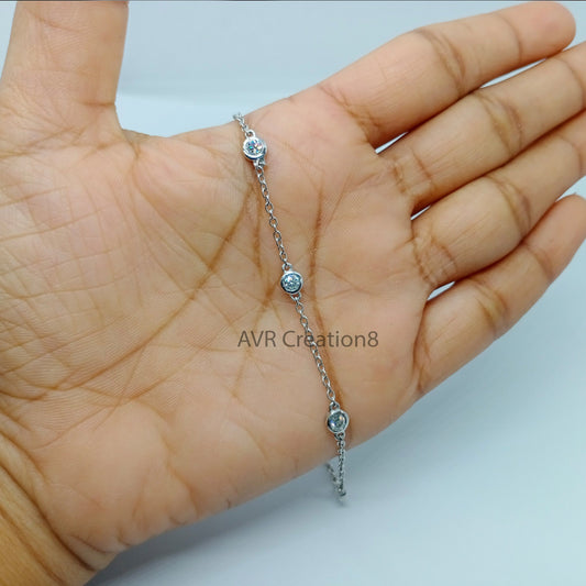 Five Stone Solitaire Diamond Bracelet, Minimalist Bracelet Gift For Women, Bezel Set Dainty Bracelet, Anniversary Gifts, Gifts For Her, Gift