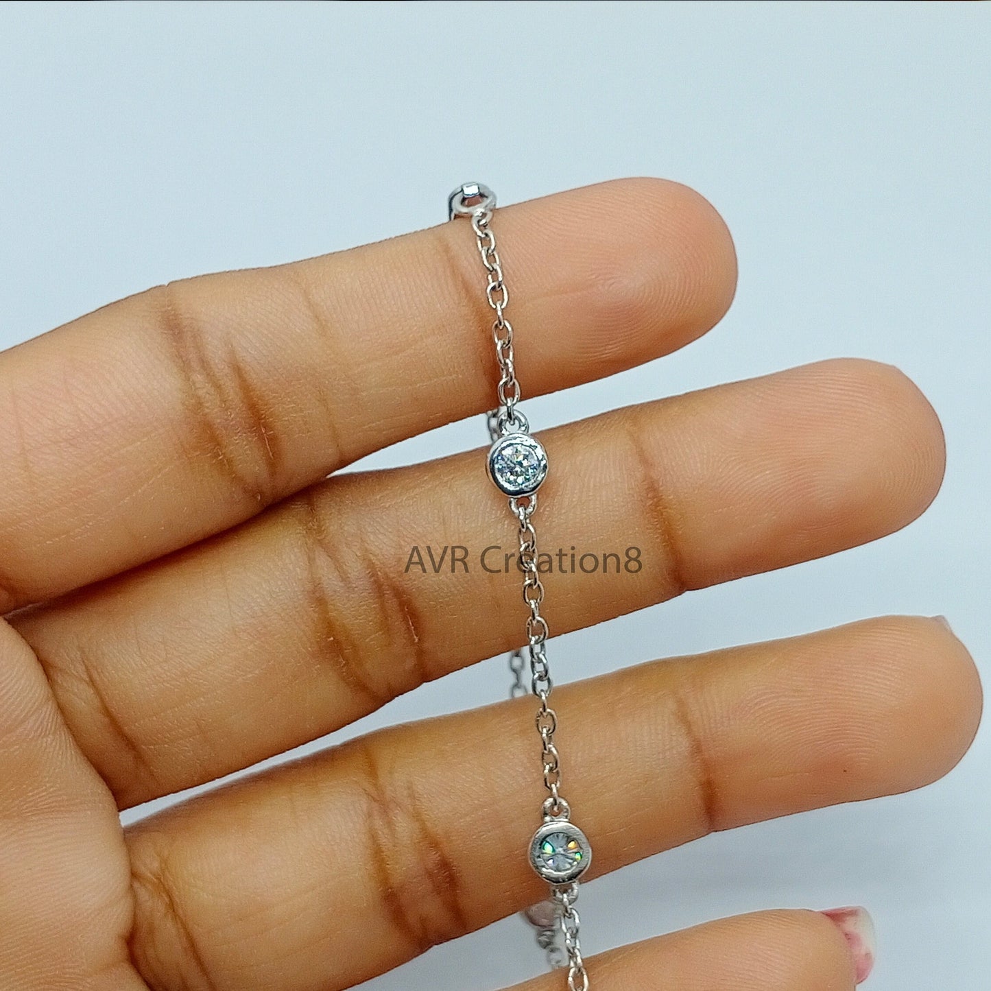 Five Stone Solitaire Diamond Bracelet, Minimalist Bracelet Gift For Women, Bezel Set Dainty Bracelet, Anniversary Gifts, Gifts For Her, Gift