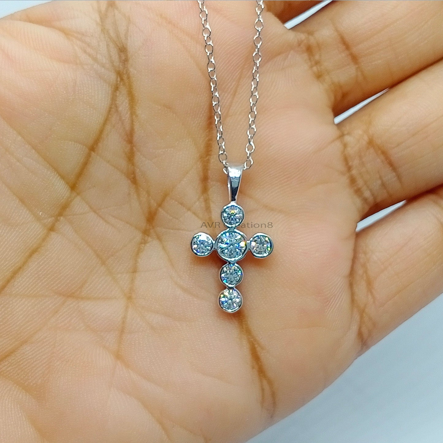 Diamond Cross Pendant, Tiny Cross Pendant Necklace, Diamond Women Necklace, Bezel Diamond Setting, Anniversary Gift, Daily Use Cross For Her