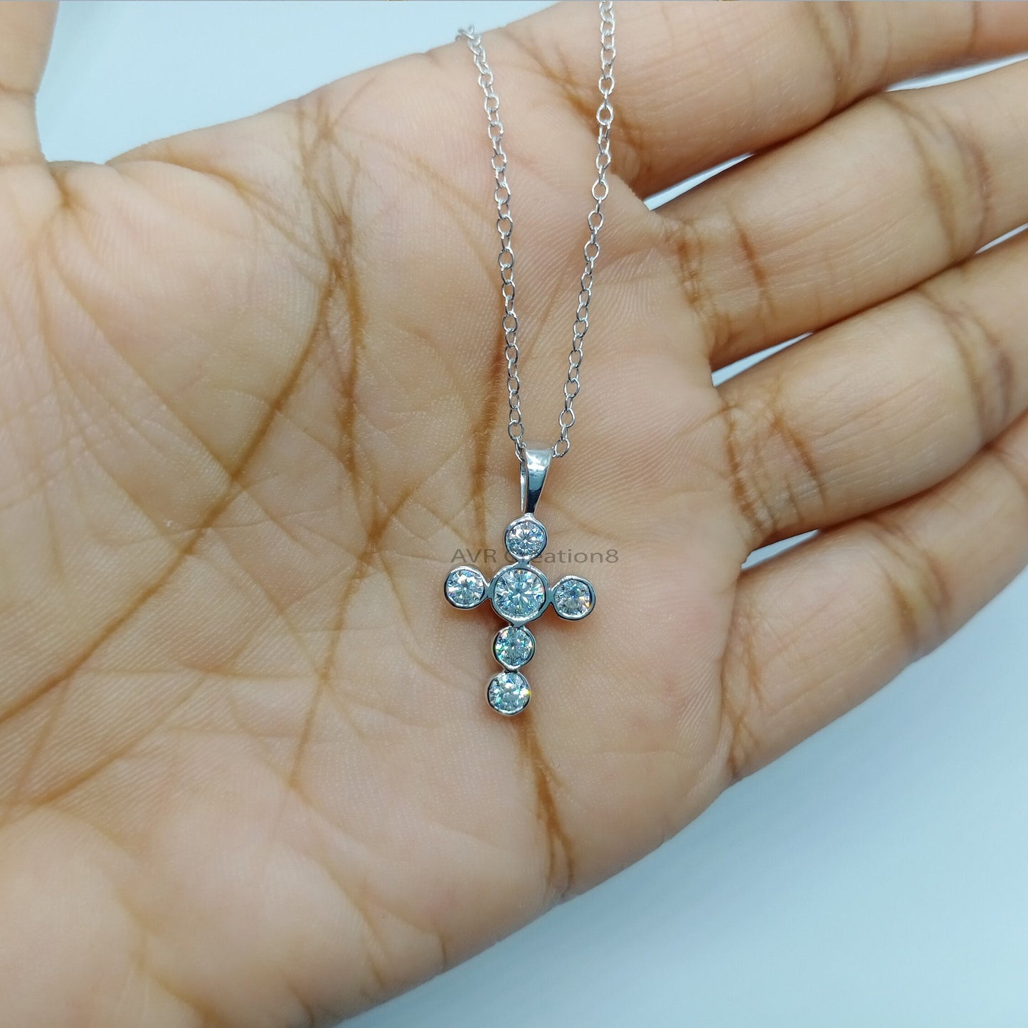 Diamond Cross Pendant, Tiny Cross Pendant Necklace, Diamond Women Necklace, Bezel Diamond Setting, Anniversary Gift, Daily Use Cross For Her